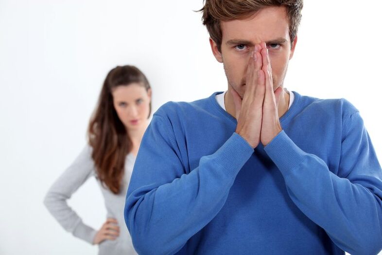 Uncomfortable man with symptoms of prostatitis